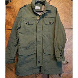 Banana Republic Heritage Size Medium Moss Green All Weather Hidden Hood Coat